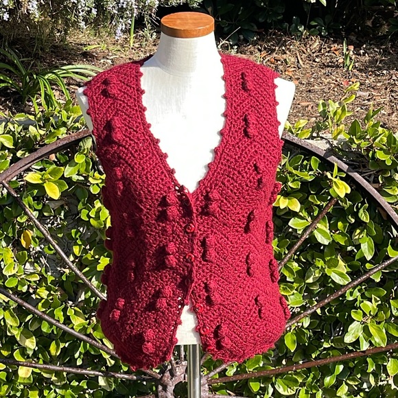 Pierre Cardin Sweaters - Pierre Cardin vintage 80s burgundy knit sweater vest